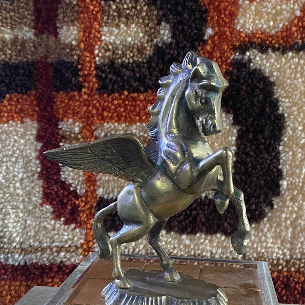Vintage Solid Heavy Brass Pegasus Winged Horse Sculpture